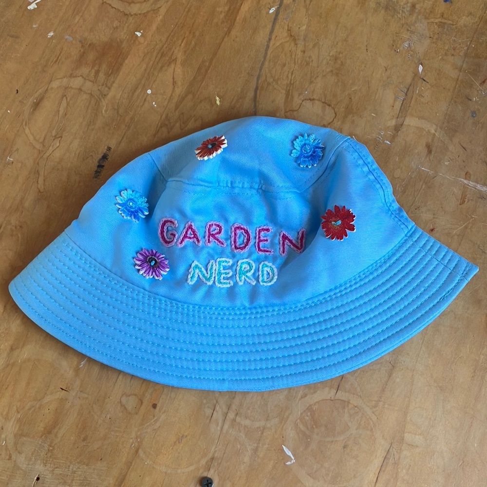 Handmade “garden nerd” bucket hat